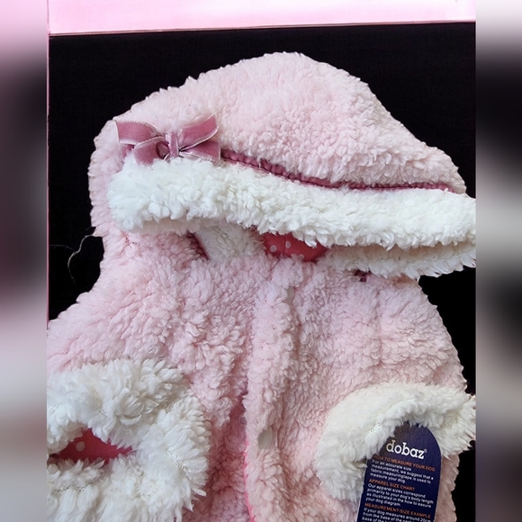 🔥Host Pick🔥🆕️ Dobaz Sherpa Pink Polka Dot Dog Hoodie Sweater Size XL - Picture 3 of 9